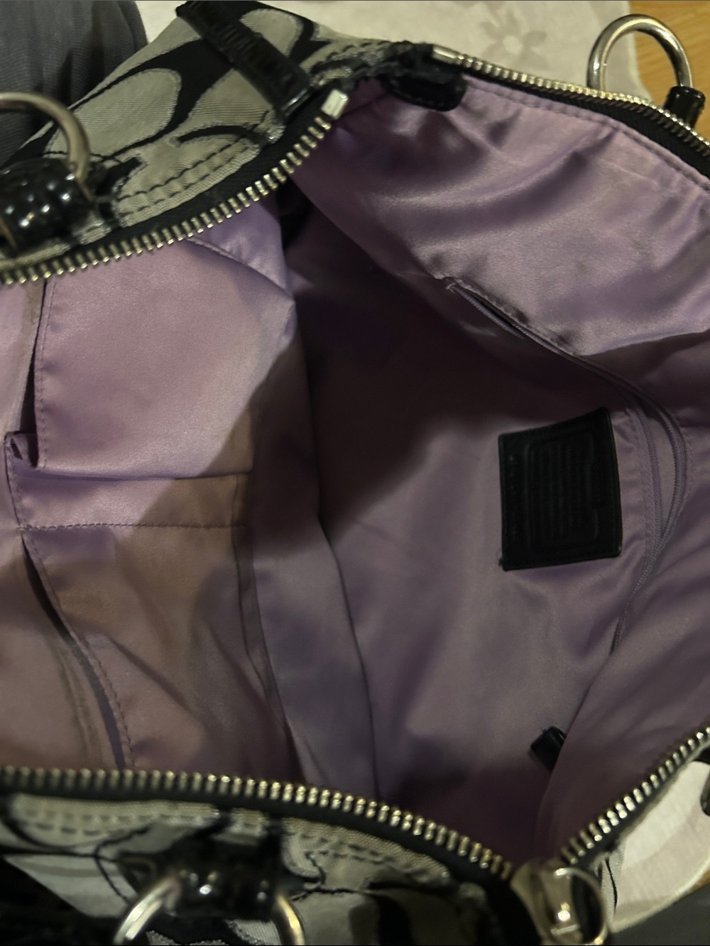 Coach Black and Gray Signature Shoulder Bag - Picture 3 of 4